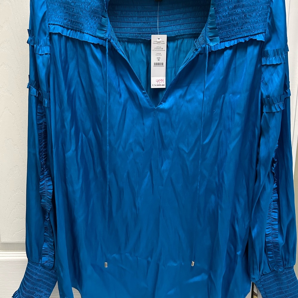 Women’s blue White House Black Market long sleeve blouse